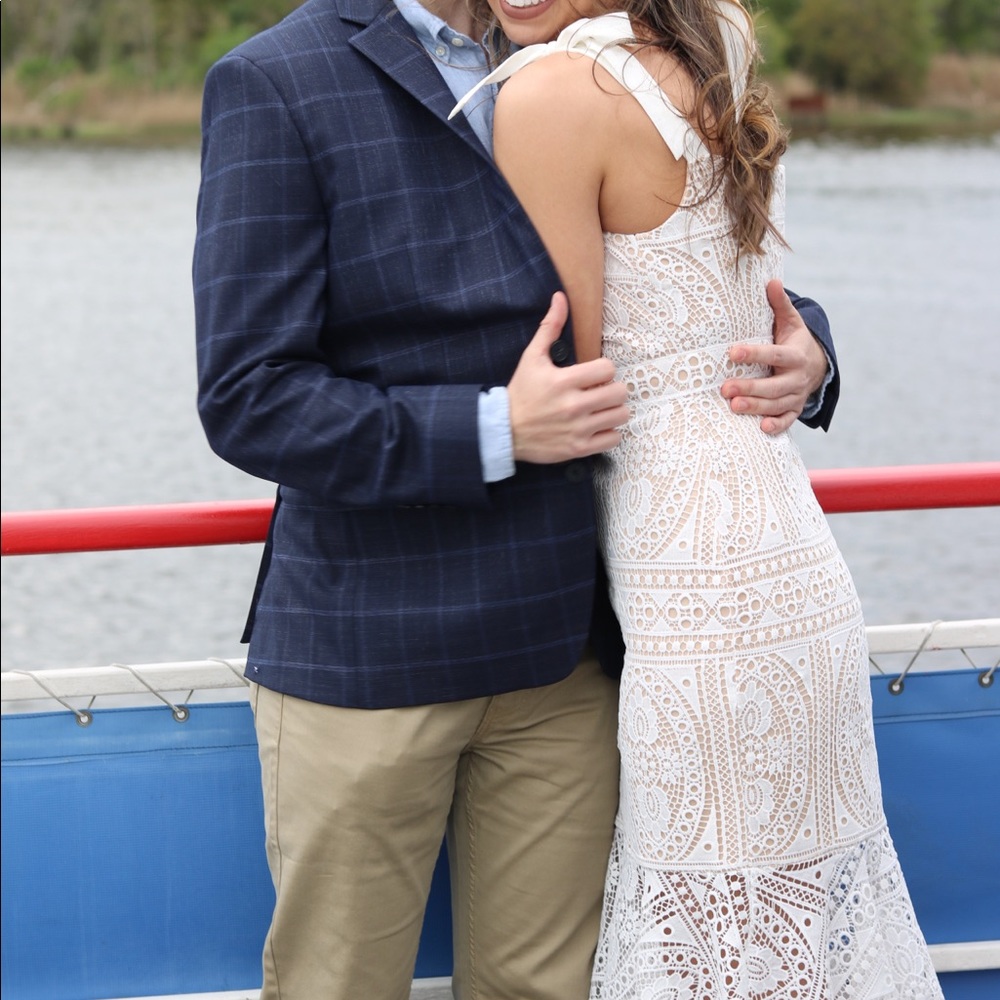 Two Sisters White Rehearsal Dinner Dress